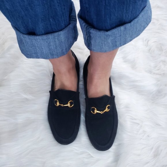 Authentic Vintage Classic Black Suede leather & Gold Horse-bit Gucci loafers 9.5 - Picture 4 of 8